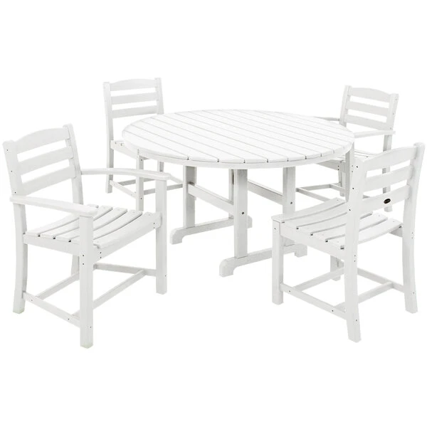 POLYWOOD La Casa Cafe 5-Piece White Dining Set With 2 Arm Chairs And 2 Side Chairs 1 POLYWOOD La Casa Cafe 5-Piece White Dining Set With 2 Arm Chairs And 2 Side Chairs