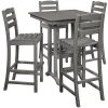 POLYWOOD La Casa Cafe 37" X 37" Slate Grey Farmhouse Trestle 5-Piece Bar Set