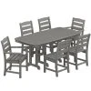 POLYWOOD Lakeside 7-Piece Slate Grey Dining Set With Nautical Table