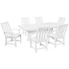 POLYWOOD Vineyard 7-Piece White Dining Set With Farmhouse Trestle Table