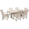 POLYWOOD Vineyard 7-Piece Sand Dining Set With Nautical Trestle Table, 2 Arm Chairs, And 4 Side Chairs