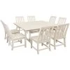 POLYWOOD Vineyard 9-Piece Sand Dining Set With Farmhouse Trestle Table