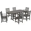 POLYWOOD Chippendale 7-Piece Slate Grey Dining Set With Nautical Table