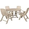 POLYWOOD Nautical 5-Piece Sand Dining Set With 4 Folding Chairs
