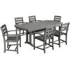 POLYWOOD La Casa Cafe 7-Piece Slate Grey Dining Set With 6 Arm Chairs And Nautical Trestle Table