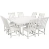 POLYWOOD Vineyard 9-Piece White Dining Set With Nautical Trestle Table