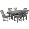 POLYWOOD Vineyard 7-Piece Slate Grey Dining Set With Nautical Trestle Table And 6 Arm Chairs