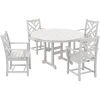 POLYWOOD Chippendale 5-Piece White Dining Set With 4 Arm Chairs