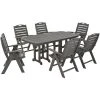 POLYWOOD Nautical 7-Piece Slate Grey Dining Set With 6 Folding Chairs