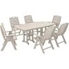POLYWOOD Nautical 7-Piece Sand Dining Set With 6 Folding Chairs