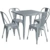 LT&S Alloy Series Lancaster Table & Seating Alloy Series 32" X 32" Charcoal Dining Height Outdoor Table With 4 Industrial Cafe Chairs
