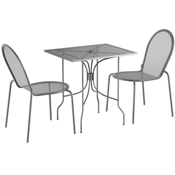 Lancaster Table & Seating Harbor Gray 24" X 30" Rectangular Outdoor Standard Height Table With Ornate Legs And 2 Side Chairs 2 Lancaster Table & Seating Harbor Gray 24" X 30" Rectangular Outdoor Standard Height Table With Ornate Legs And 2 Side Chairs - Image 2