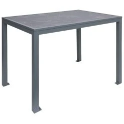 BFM Seating Surf 36" X 72" Soft Gray Aluminum Bolt-Down Pietro Top Bar Height Table