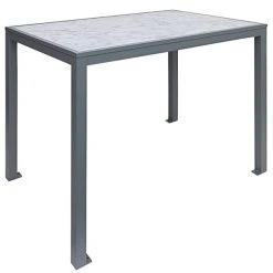 BFM Seating Surf 36" X 72" Soft Gray Aluminum Bolt-Down Carrara Top Bar Height Table