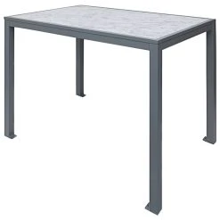 BFM Seating Surf 32" X 48" Soft Grey Aluminum Bolt-Down Carrara Top Bar Height Table