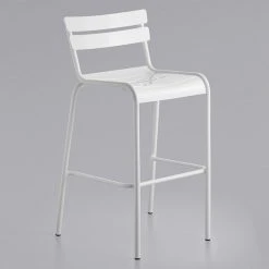 Lancaster Table & Seating 32" X 32" White Powder-Coated Aluminum Bar Height Outdoor Table With Umbrella Hole And 4 Barstools -Polywood store 2219023