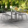 Lancaster Table & Seating 32" X 48" Matte Gray Powder-Coated Aluminum Dining Height Outdoor Table With Umbrella Hole And 4 Side Chairs