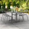 Lancaster Table & Seating 32" X 60" Matte Gray Powder-Coated Aluminum Dining Height Outdoor Table With Umbrella Hole And 4 Side Chairs