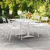 Lancaster Table & Seating 32" X 60" White Powder-Coated Aluminum Dining Height Outdoor Table With Umbrella Hole And 4 Side Chairs