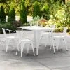 LT&S Alloy Series Lancaster Table & Seating Alloy Series 48" X 30" White Dining Height Outdoor Table With 4 Arm Chairs