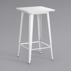 LT&S Alloy Series Lancaster Table & Seating Alloy Series 24" X 24" White Outdoor Bar Height Table With 2 Metal Cafe Bar Stools -Polywood store 2253807