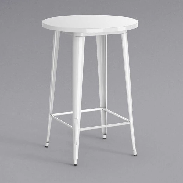LT&S Alloy Series Lancaster Table & Seating Alloy Series 30" Round White Outdoor Bar Height Table With 4 Metal Cafe Bar Stools 3 LT&S Alloy Series Lancaster Table & Seating Alloy Series 30" Round White Outdoor Bar Height Table With 4 Metal Cafe Bar Stools - Image 3