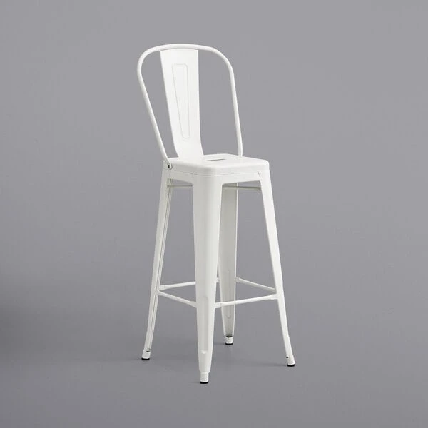 LT&S Alloy Series Lancaster Table & Seating Alloy Series 30" Round White Outdoor Bar Height Table With 4 Metal Cafe Bar Stools 4 LT&S Alloy Series Lancaster Table & Seating Alloy Series 30" Round White Outdoor Bar Height Table With 4 Metal Cafe Bar Stools - Image 4