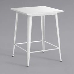 LT&S Alloy Series Lancaster Table & Seating Alloy Series 32" X 32" White Outdoor Bar Height Table With 4 Metal Cafe Bar Stools -Polywood store 2253851