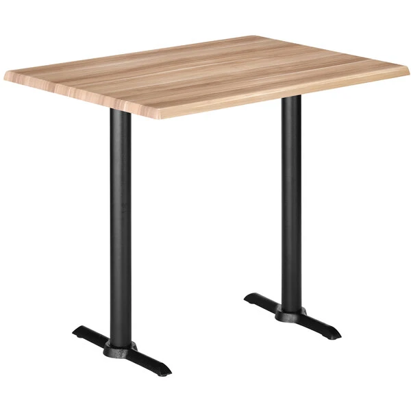 Holland Bar Stool EnduroTop 30" X 48" Natural Wood Laminate Outdoor / Indoor Bar Height Table With End Column Base 1 Holland Bar Stool EnduroTop 30" X 48" Natural Wood Laminate Outdoor / Indoor Bar Height Table With End Column Base