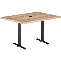 Holland Bar Stool EnduroTop 30" X 48" Natural Wood Laminate Outdoor / Indoor Counter Height Table With End Column Base And Umbrella Hole