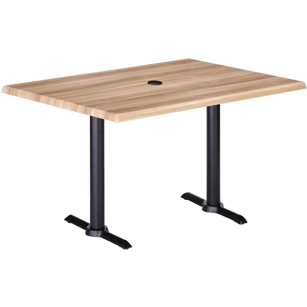 Holland Bar Stool EnduroTop 30" X 48" Natural Wood Laminate Outdoor / Indoor Counter Height Table With End Column Base And Umbrella Hole 1 Holland Bar Stool EnduroTop 30" X 48" Natural Wood Laminate Outdoor / Indoor Counter Height Table With End Column Base And Umbrella Hole