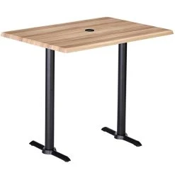 Holland Bar Stool EnduroTop 30" X 48" Natural Wood Laminate Outdoor / Indoor Bar Height Table With End Column Base And Umbrella Hole