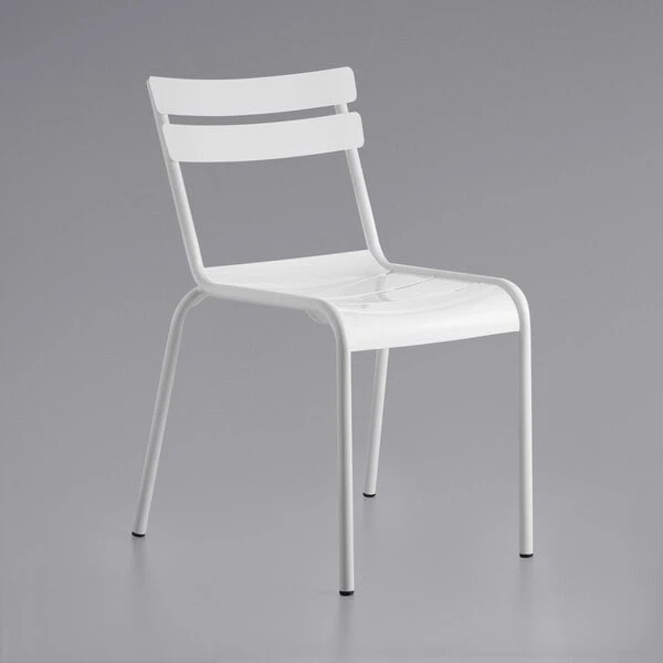 Lancaster Table & Seating 24" X 32" White Powder-Coated Aluminum Dining Height Outdoor Table With Umbrella Hole And 2 Side Chairs 3 Lancaster Table & Seating 24" X 32" White Powder-Coated Aluminum Dining Height Outdoor Table With Umbrella Hole And 2 Side Chairs - Image 3