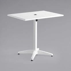 Lancaster Table & Seating 24" X 32" White Powder-Coated Aluminum Dining Height Outdoor Table With Umbrella Hole And 2 Side Chairs 8 Lancaster Table & Seating 24" X 32" White Powder-Coated Aluminum Dining Height Outdoor Table With Umbrella Hole And 2 Side Chairs -Polywood store 2276693