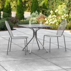 Lancaster Table & Seating Harbor Gray 30" Square Outdoor Standard Height Table With Modern Legs And 2 Side Chairs