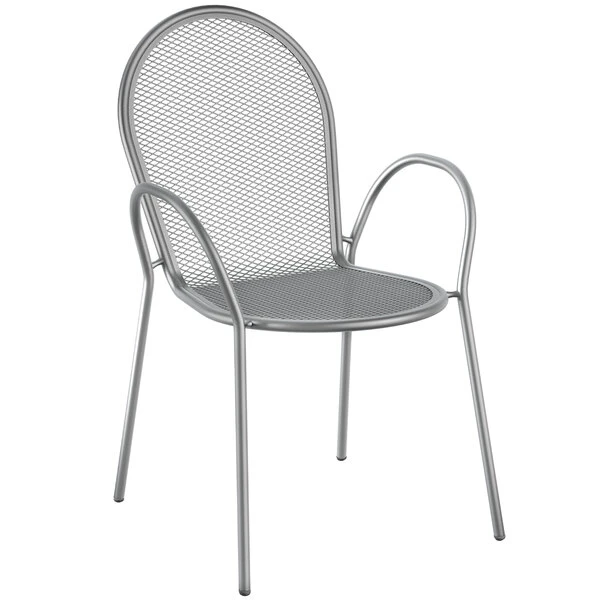 Lancaster Table & Seating Harbor Gray 30" Round Outdoor Standard Height Table With Modern Legs And 2 Arm Chairs 3 Lancaster Table & Seating Harbor Gray 30" Round Outdoor Standard Height Table With Modern Legs And 2 Arm Chairs - Image 3