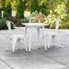 LT&S Alloy Series Lancaster Table & Seating Alloy Series 24" X 24" Square White Dining Height Outdoor Table With 2 Industrial Cafe Chairs