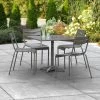 Lancaster Table & Seating 36" X 36" Matte Gray Powder-Coated Aluminum Dining Height Outdoor Table With Umbrella Hole And 4 Side Chairs