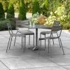Lancaster Table & Seating 32" X 32" Matte Gray Powder-Coated Aluminum Dining Height Outdoor Table With Umbrella Hole And 4 Side Chairs