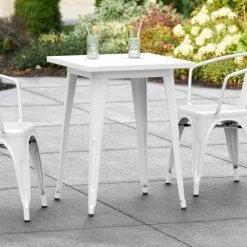 LT&S Alloy Series Lancaster Table & Seating Alloy Series 24" X 24" White Dining Height Outdoor Table