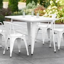 LT&S Alloy Series Lancaster Table & Seating Alloy Series 48" X 30" White Dining Height Outdoor Table