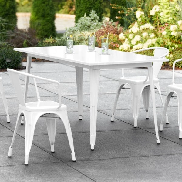 LT&S Alloy Series Lancaster Table & Seating Alloy Series 63" X 32" White Dining Height Outdoor Table 1 LT&S Alloy Series Lancaster Table & Seating Alloy Series 63" X 32" White Dining Height Outdoor Table
