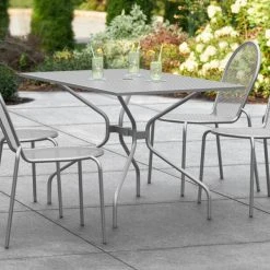 Lancaster Table & Seating Harbor Gray 30" X 48" Rectangular Outdoor Standard Height Table With Modern Legs