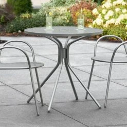 Lancaster Table & Seating Harbor Gray 30" Round Outdoor Standard Height Table With Modern Legs