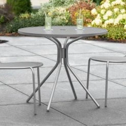 Lancaster Table & Seating Harbor Gray 36" Round Outdoor Standard Height Table With Modern Legs