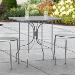 Lancaster Table & Seating Harbor Gray 24" X 30" Rectangular Outdoor Standard Height Table With Ornate Legs