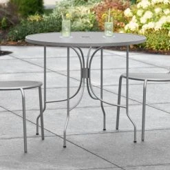 Lancaster Table & Seating Harbor Gray 36" Round Outdoor Standard Height Table With Ornate Legs