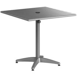 Lancaster Table & Seating 32" X 32" Matte Gray Powder-Coated Aluminum Dining Height Outdoor Table With Umbrella Hole And 4 Side Chairs -Polywood store 2310052