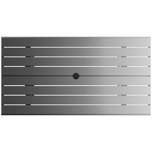 Lancaster Table & Seating 32" X 60" Gray Powder-Coated Aluminum Dining Height Outdoor Table With Umbrella Hole 3 Lancaster Table & Seating 32" X 60" Gray Powder-Coated Aluminum Dining Height Outdoor Table With Umbrella Hole - Image 3