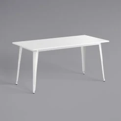 LT&S Alloy Series Lancaster Table & Seating Alloy Series 63" X 32" Rectangle White Dining Height Outdoor Table With 6 Industrial Cafe Chairs -Polywood store 2374721